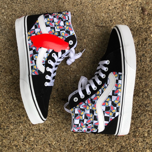 NWT NWB Vans flower checkered women’s size 8 high top woman - Picture 2 of 10